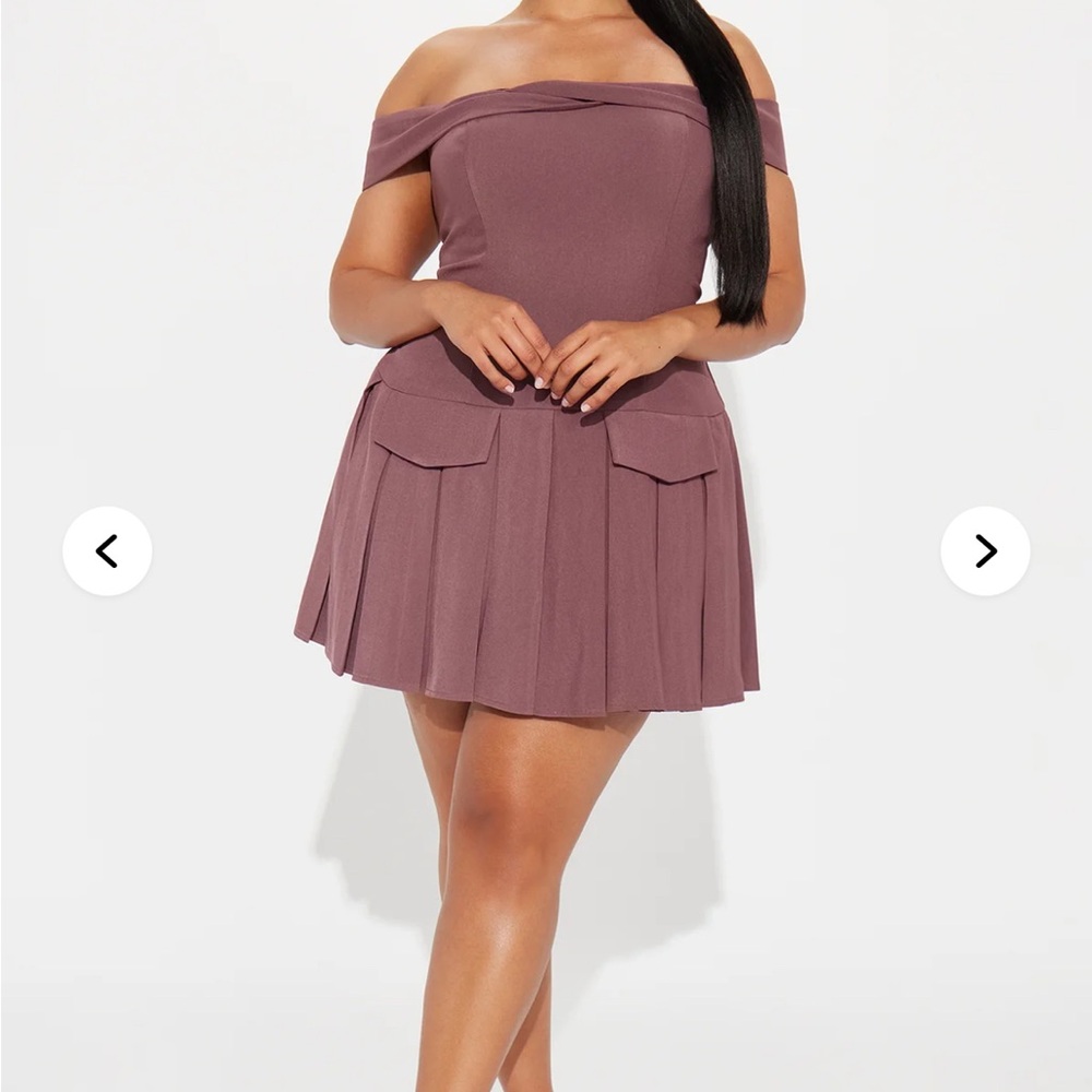 Fashion Nova Off-Shoulder Plum Mini Dress
